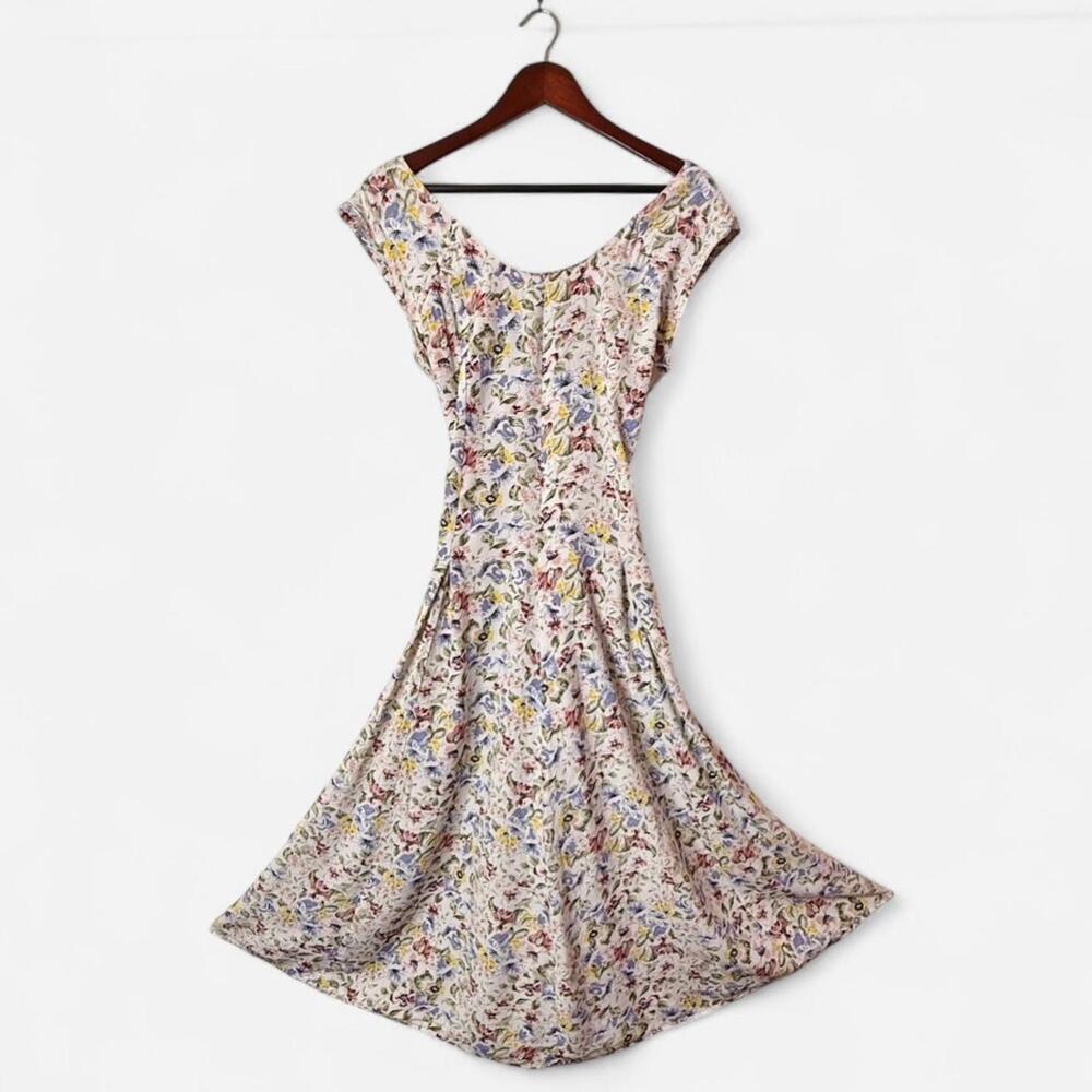 Off the Shoulder Vintage Floral Dress with Tie Back